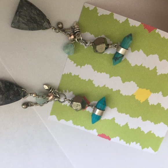 Chan Luu sliced quartz tourquoise earrings - Picture 5 of 12